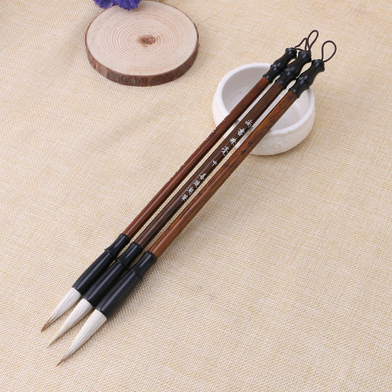 

41QA 1PC Chinese Calligraphy Brushes Pen Wolf Sheep Hair Writing Brush Wooden Handle