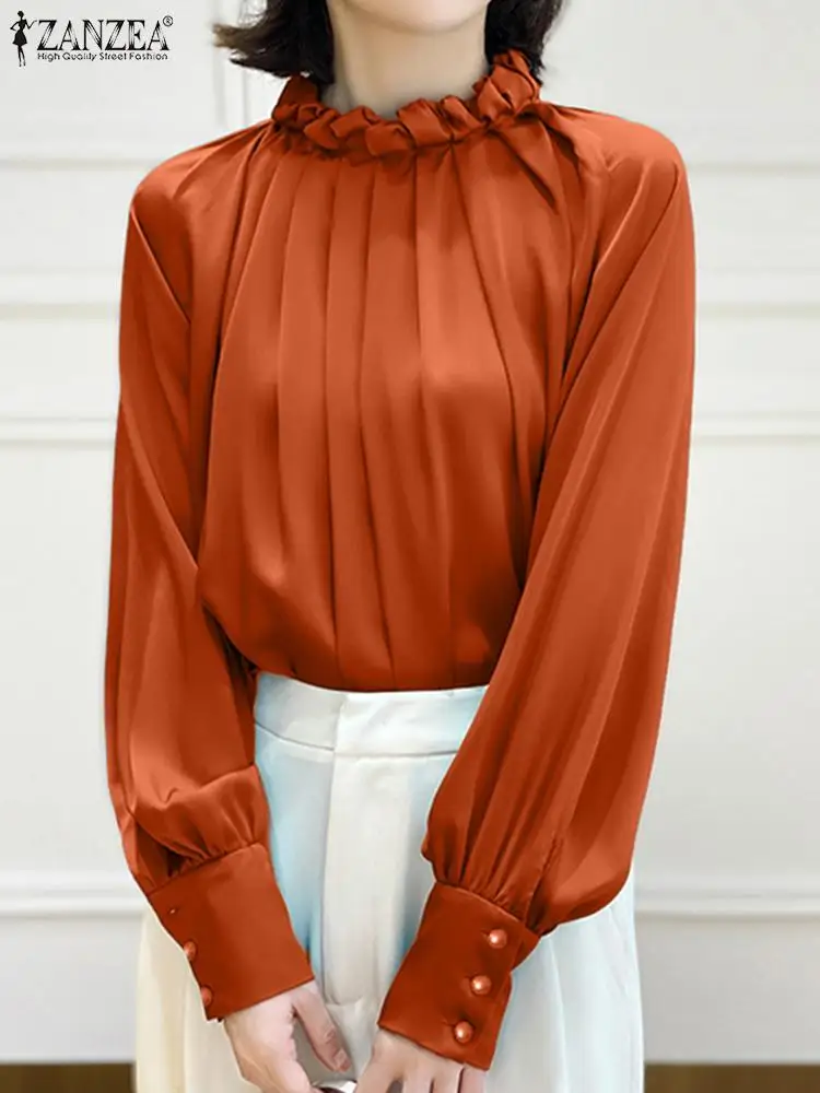 ZANZEA Elegant Satin Silk Blouses Women Fashion Ruched Stand Collar Tops Casual Loose Long Sleeve Blusas 2023 Chic Pleated Shirt
ZANZEA Elegant Satin Silk Blouses Women Fashion Ruched Stand Collar Tops Casual Loose Long Sleeve Blusas 2023 Chic Pleated Shirt