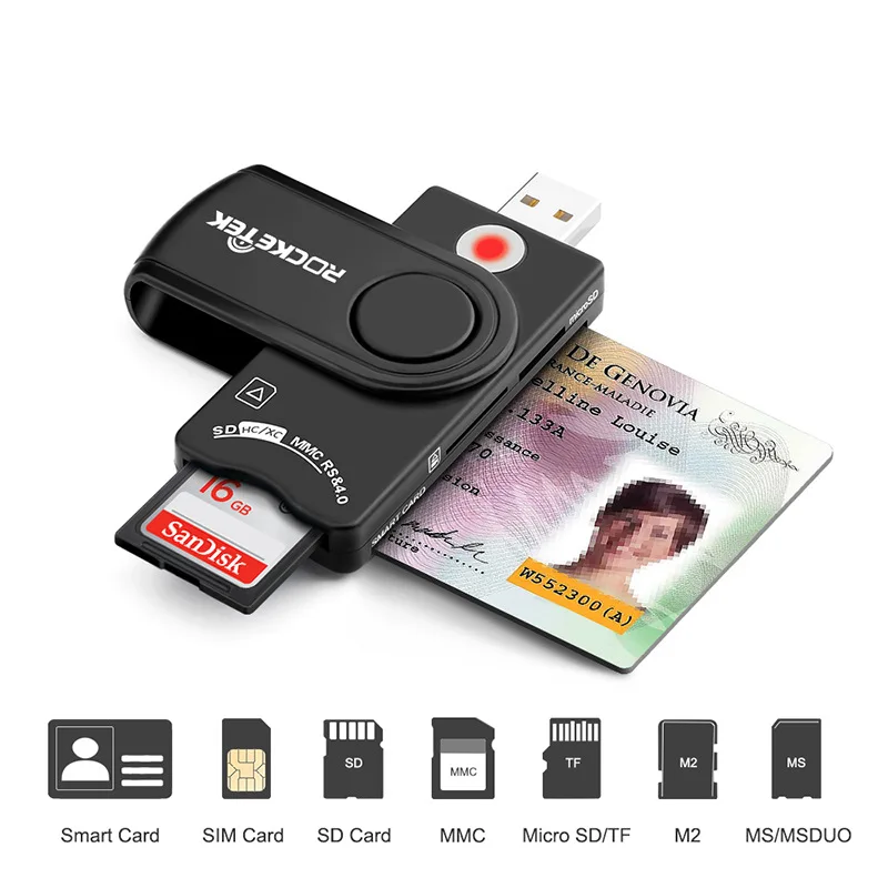 

USB 2,0 устройство для чтения смарт-карт micro SD/TF, карта памяти, ID Bank EMV, электронный DNIE days citizen sim-адаптер