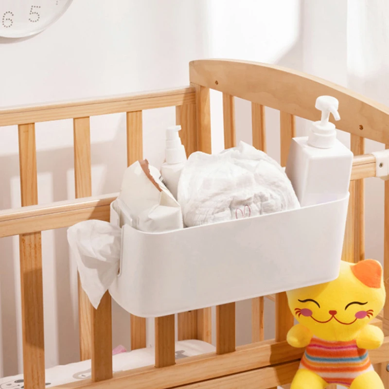 

Bedside Plastic Storage Caddy with Removable Hook Hanging Basket Sundries Organizer Box Holder Shelf for Dorm Room Child Bed