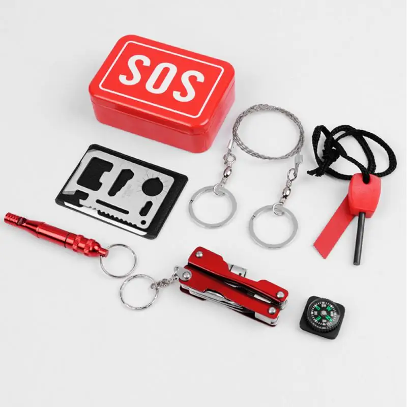 

Survival Kit Set Military Outdoor Travel Mini Camping Tools Aid Kit Emergency Multifunct Survive Wristband Whistle Blanket Knife