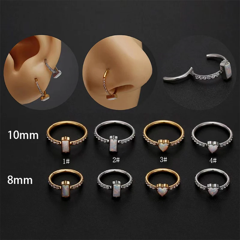 316L Stainless Steel Piercing Nose Ring Hinged Segment Hoop Heart Opal Helix Clicker Earrings Tragus Cartilage Body Jewelry Goth
316L Stainless Steel Piercing Nose Ring Hinged Segment Hoop Heart Opal Helix Clicker Earrings Tragus Cartilage Body Jewelry Goth