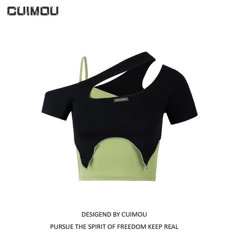 2023 summer ladies irregular sloping shoulder short T-shirt Slim revealing sweet cool short-sleeved tops female summer ins trend
2023 summer ladies irregular sloping shoulder short T-shirt Slim revealing sweet cool short-sleeved tops female summer ins trend