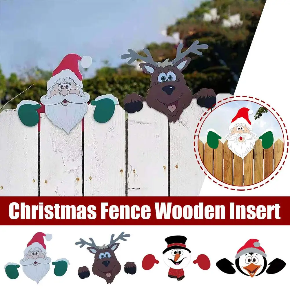 

2024 Christmas New Year Fence Decoration Santa Snowman Ornaments Reindeer Garden Outdoor Penguin Accessories Yard Decor Ind M5W4
