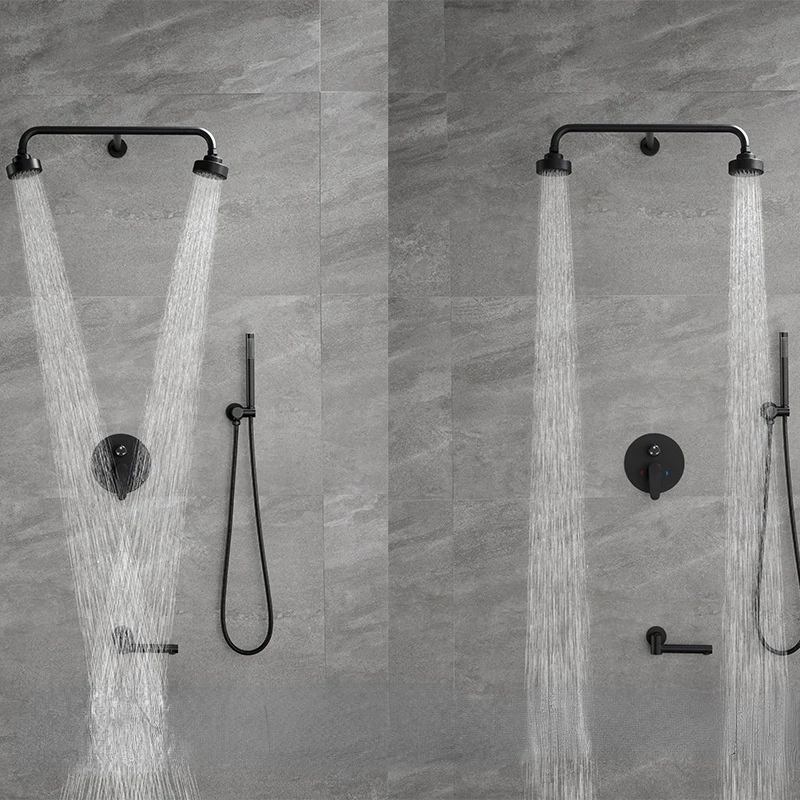 Concealed shower head, in-wall shower head, black shower head set, copper embedded faucet
Concealed shower head, in-wall shower head, black shower head set, copper embedded faucet