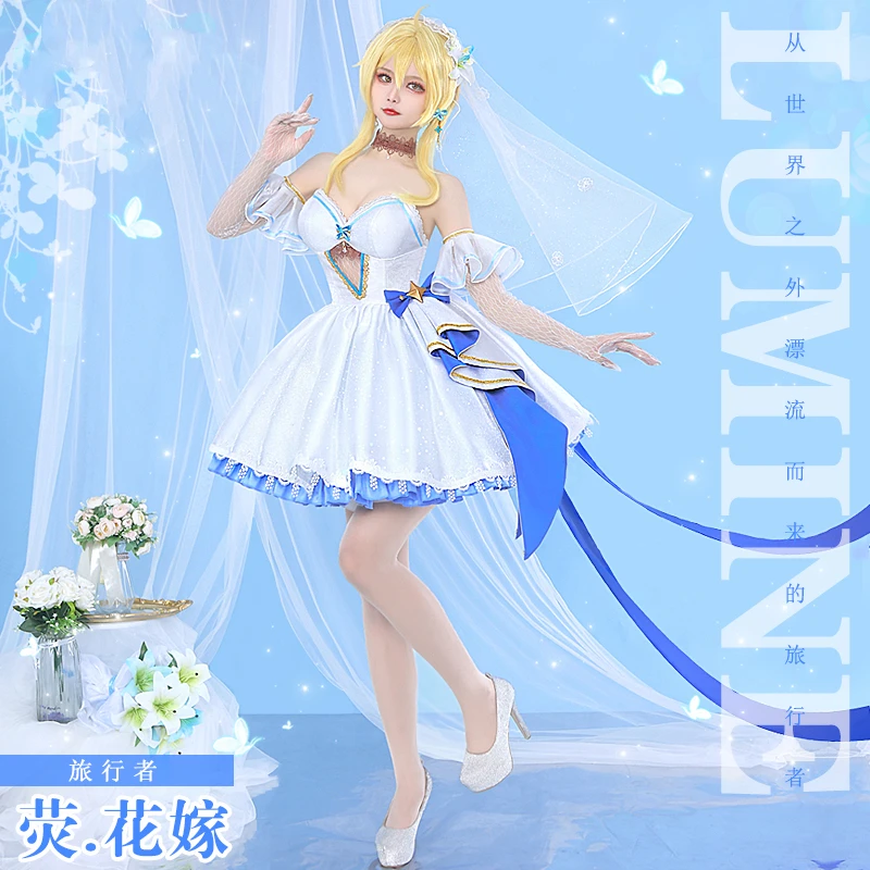 COSMART Game Genshin Impact Traveler Lumine Flower Marriage Wedding Dress Gorgeous Uniform Cosplay Costume Halloween Daily Party
COSMART Game Genshin Impact Traveler Lumine Flower Marriage Wedding Dress Gorgeous Uniform Cosplay Costume Halloween Daily Party