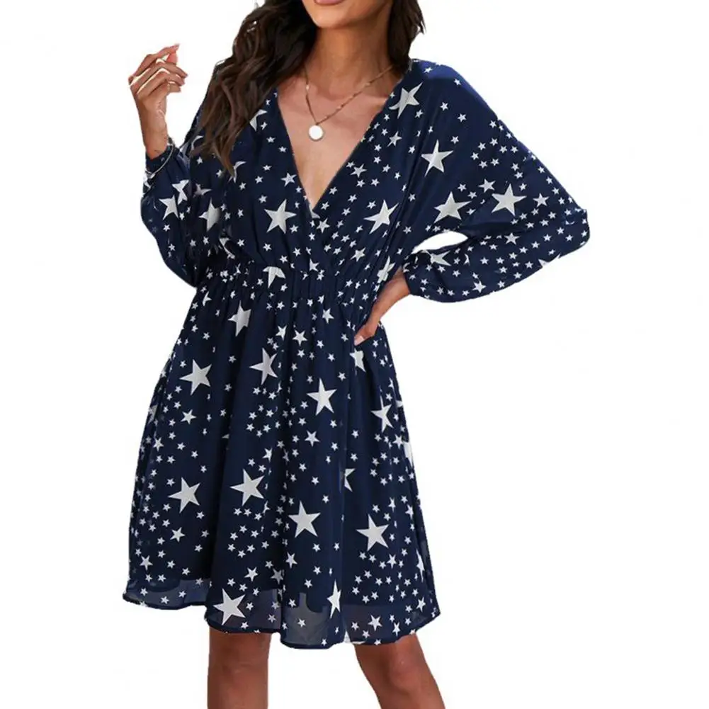 Women Dress Star Print Mesh for Double Layered V-neck Loose Clothing for Streetwear
Women Dress Star Print Mesh for Double Layered V-neck Loose Clothing for Streetwear