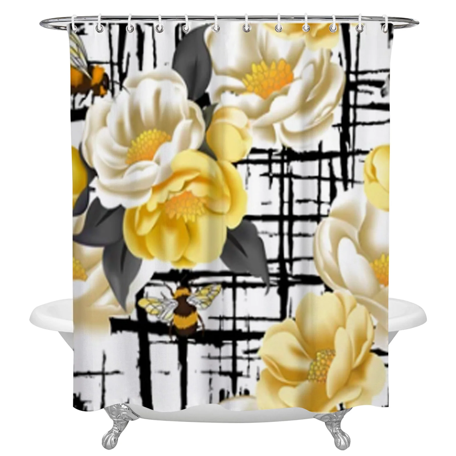Floral Bee Lines Shower Curtain Waterproof Polyester Bath Curtain Home Decoration Bathroom Accessory Curtain
Floral Bee Lines Shower Curtain Waterproof Polyester Bath Curtain Home Decoration Bathroom Accessory Curtain