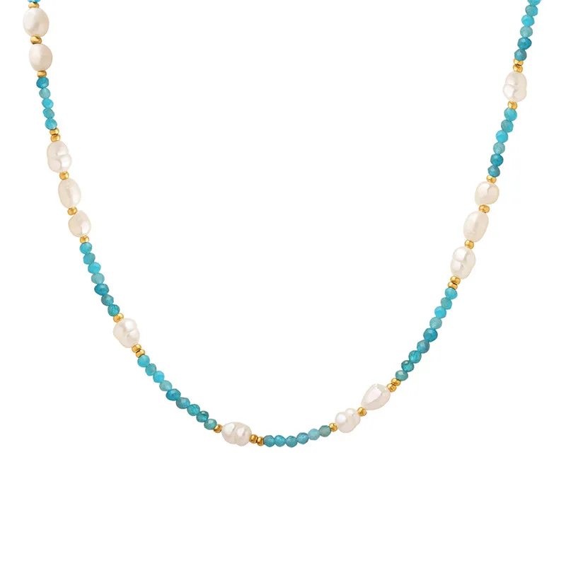 2022 New Bohemian Natural Blue Stone Freshwater Pearl Chain Necklaces for Women Stainless Steel Choker Handmade Jewelry Gift
2022 New Bohemian Natural Blue Stone Freshwater Pearl Chain Necklaces for Women Stainless Steel Choker Handmade Jewelry Gift