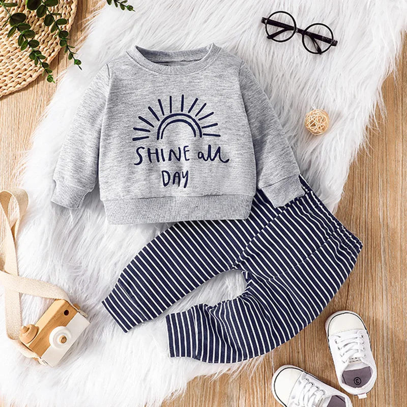 2022 Winter Children Sets Long Sleeve O Neck Letter Striped Gray Cute 2Pcs Roupa Infantil Menina Clothes Sets 0-2T
2022 Winter Children Sets Long Sleeve O Neck Letter Striped Gray Cute 2Pcs Roupa Infantil Menina Clothes Sets 0-2T