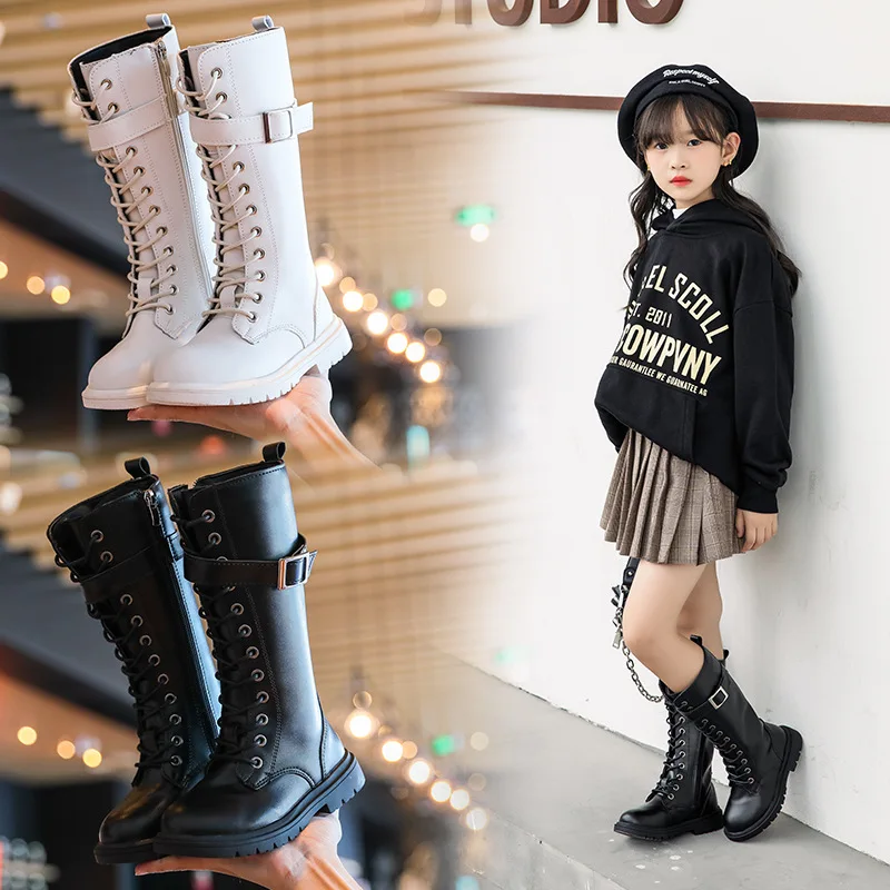 

Children Fashion Boots Girls Autumn Winter Kids Shoes Outdoor Walking Soft Sole Anti Skid Baby Girls Toddler Martin Thigh Boots