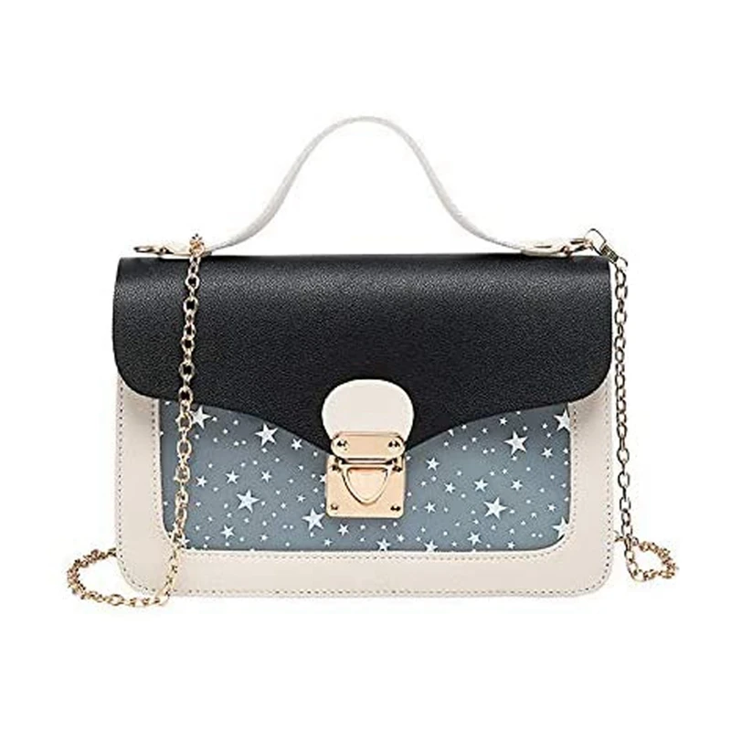 Korean Version of the New Transparent Star Women's Bag Shoulder Messenger Bag Casual Lock Small Square Bag 
Korean Version of the New Transparent Star Women's Bag Shoulder Messenger Bag Casual Lock Small Square Bag