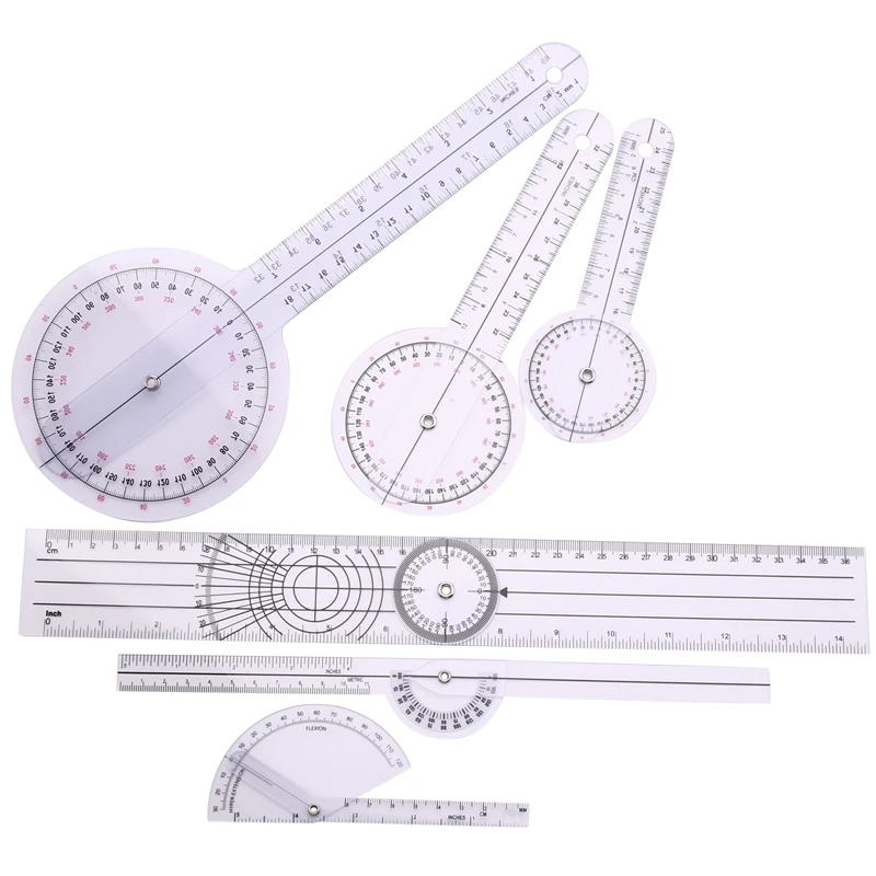 6Pcs Spinal Ruler Spinal Finger Goniometer Protractors Multi-Ruler Angle 180/360 Degree Measuring Tool
6Pcs Spinal Ruler Spinal Finger Goniometer Protractors Multi-Ruler Angle 180/360 Degree Measuring Tool