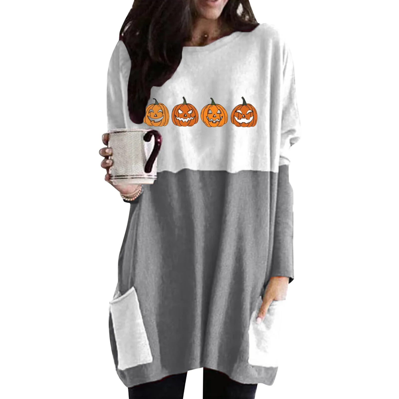 Womens Halloween TShirt Dress With Pocket Casual Color Block Long Sleeve Tunic Tops Shirts Comfy Womens Long Sleeve Shirts
Womens Halloween TShirt Dress With Pocket Casual Color Block Long Sleeve Tunic Tops Shirts Comfy Womens Long Sleeve Shirts