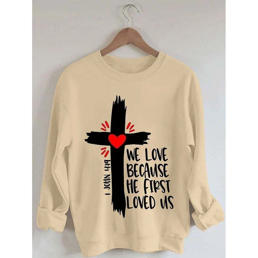 Rheaclot WE LOVE BECAUSE HE FIRST LOVED US Print Women's Retro Vintage Cotton Long Sleeves Sweatshirt
Rheaclot WE LOVE BECAUSE HE FIRST LOVED US Print Women's Retro Vintage Cotton Long Sleeves Sweatshirt