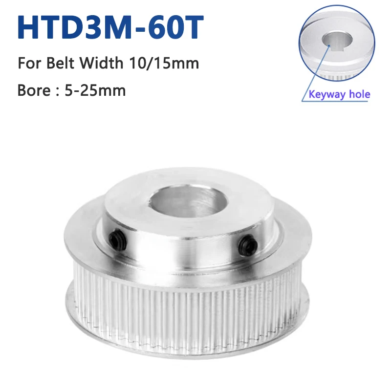 1pc 60 Teeth HTD3M Timing Pulley Bore 5/6/6.35/8/10/12/12.7/14/15/16/17-25mm 60T HTD-3M Synchronous Wheel for Belt Width 10/15mm
1pc 60 Teeth HTD3M Timing Pulley Bore 5/6/6.35/8/10/12/12.7/14/15/16/17-25mm 60T HTD-3M Synchronous Wheel for Belt Width 10/15mm