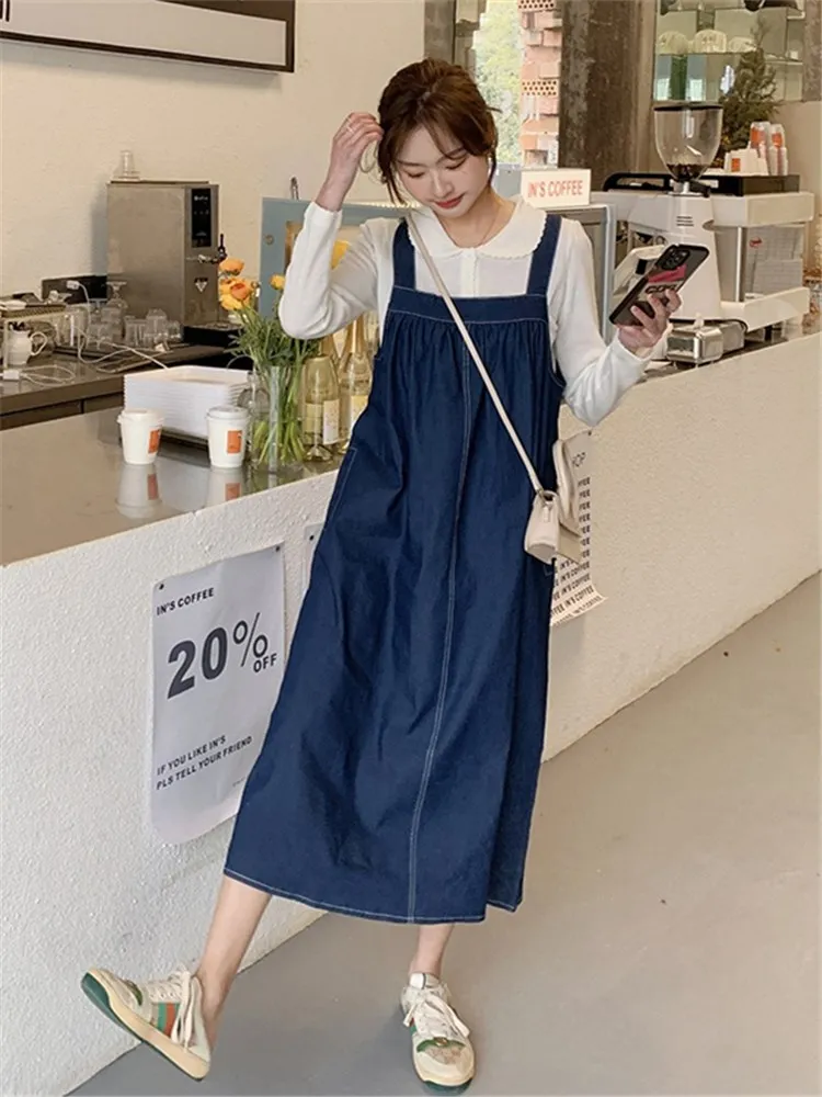 2022 Spring New Denim Strap Dress Women Vintage Elegant Loose Korean Style Casual Long Suspenders Dresses Lady Maxi Dress 2810
2022 Spring New Denim Strap Dress Women Vintage Elegant Loose Korean Style Casual Long Suspenders Dresses Lady Maxi Dress 2810