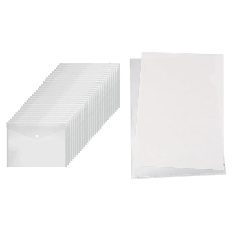 30 Pcs Poly Envelope Folder With Snap Button Closure,A4 Letter & 40PCS L-Type Plastic Folder
30 Pcs Poly Envelope Folder With Snap Button Closure,A4 Letter & 40PCS L-Type Plastic Folder