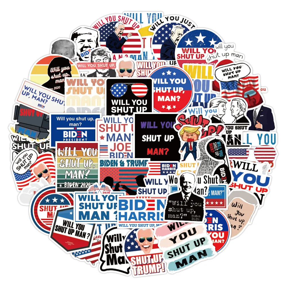 50PCS President of the United Shut Up Series Anime Graffiti Stickers Dictionary Diary Luggage Laptop PVC Waterproof Stickers
50PCS President of the United Shut Up Series Anime Graffiti Stickers Dictionary Diary Luggage Laptop PVC Waterproof Stickers