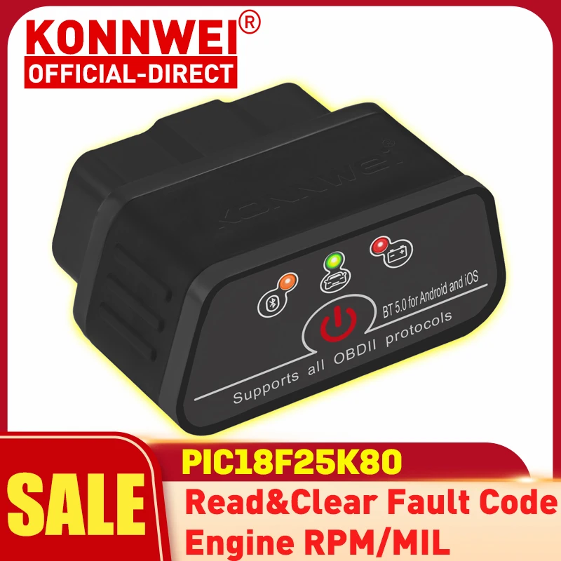 

ELM327 OBD2 Автомобильный сканер KONNWEI Bluetooth-совместимый elm327 pic18f25k80 V1.5 автомобильные диагностические инструменты Obd 2 Автомобильный сканер PK ICAR 2