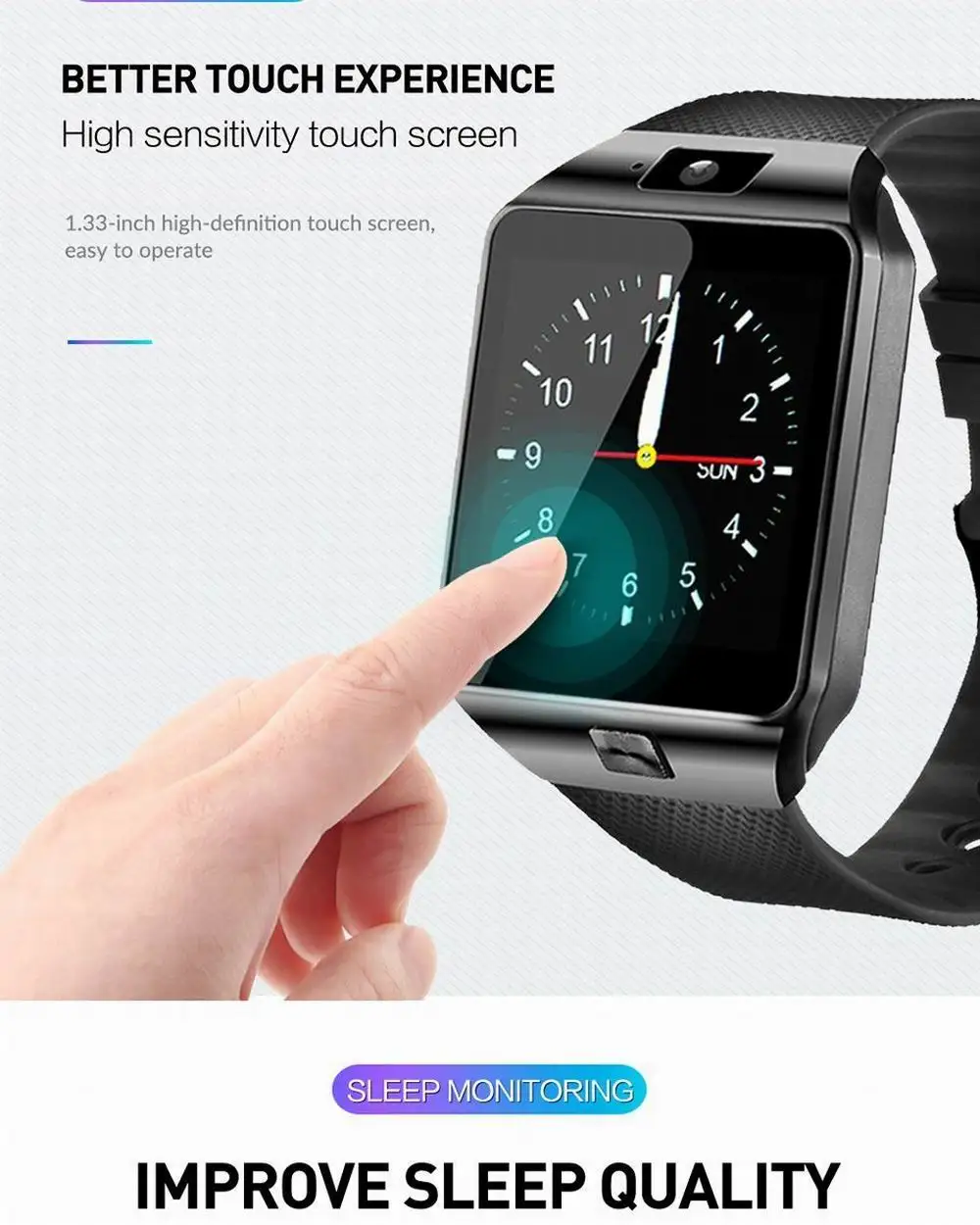

Touchscreen Bluetooth DZ09 Smart Watch Support SIM Card Multiple Languages Sports Fitness Tracker Camera Wrist Smart Phone Watch