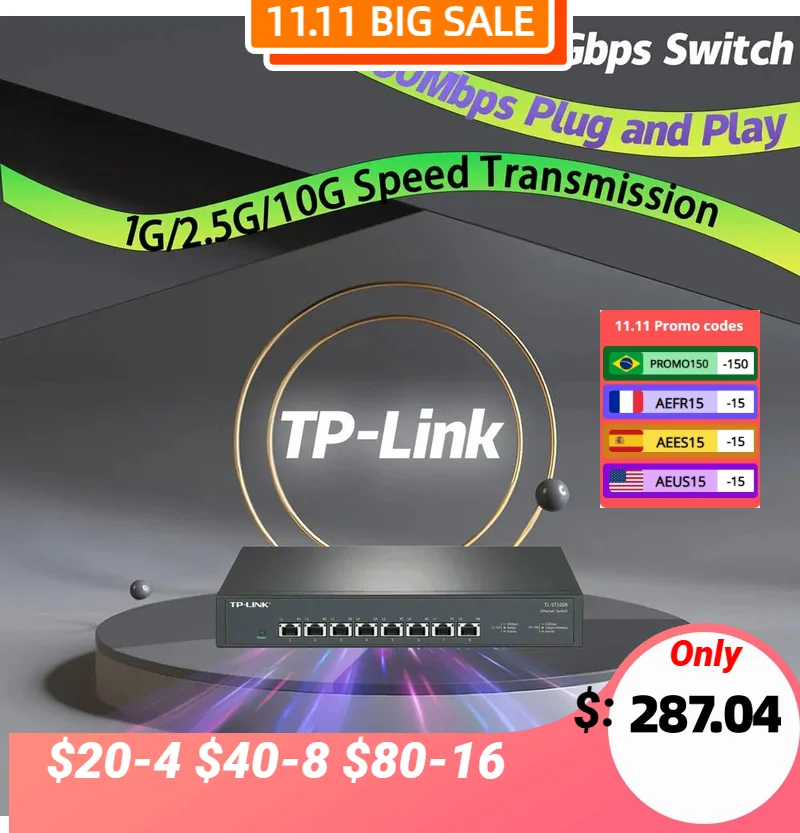 Tp-link TL-ST1008 Switch Ethernet 10gbe Switch 10 Gigabit Switch 10000mbps 8*10gbps RJ45 Backbone Network of Mining Machinery
Tp-link TL-ST1008 Switch Ethernet 10gbe Switch 10 Gigabit Switch 10000mbps 8*10gbps RJ45 Backbone Network of Mining Machinery