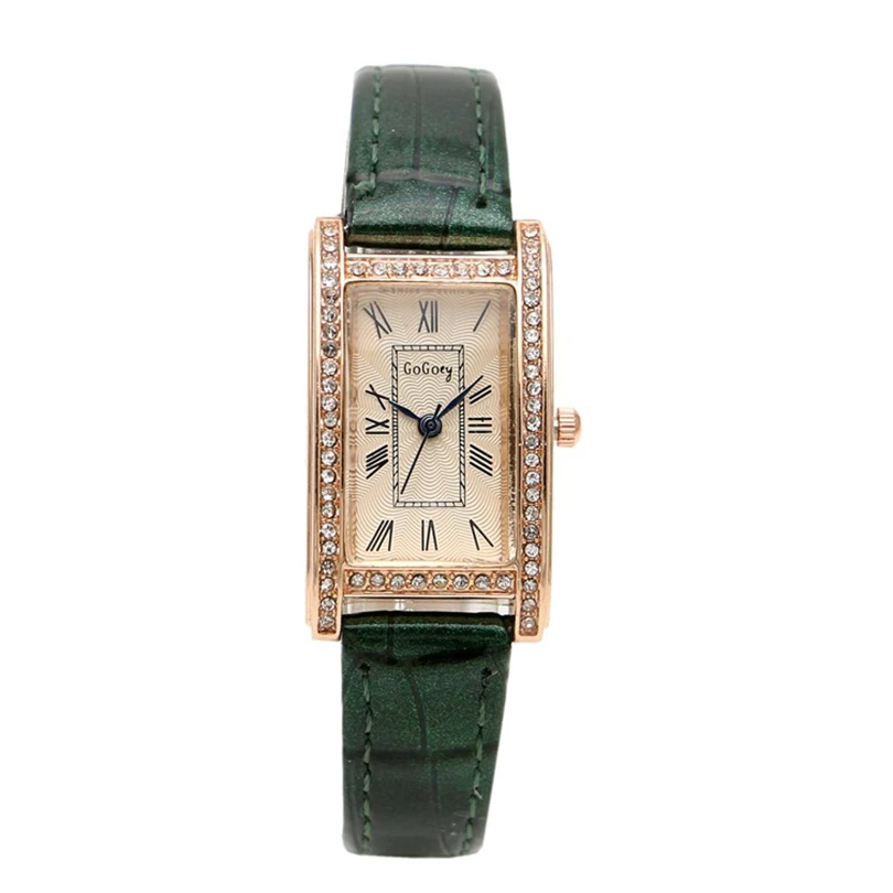 

Luxury Women Watch Simple Roman Numerals Dial Quartz Watches Ladies Diamond Clock Female Vintage Rectangle Red Reloj Wristwatch