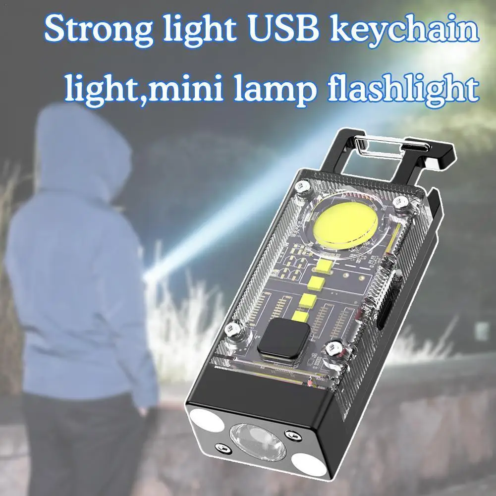 

Keychain Flashlights Mini Led Light Selfdefense Whistle Outdoor Rechargeable Lamp Flashlight 5W Multifunctional Mini Portab I5P1