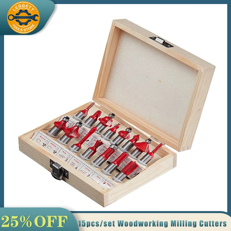 Фрезы карбидные для деревообработки, 1/4 дюйма/6,35 мм, 15 шт./компл.
Фрезы карбидные для деревообработки, 1/4 дюйма/6,35 мм, 15 шт./компл.