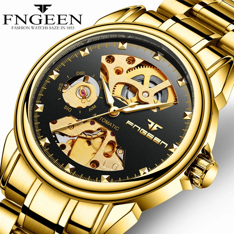 FNGEEN Genuine Watch Automatic Mechanical Watch Fashion Business Skeleton Waterproof Men's Watches Gold Strap Relogio Masculino
FNGEEN Genuine Watch Automatic Mechanical Watch Fashion Business Skeleton Waterproof Men's Watches Gold Strap Relogio Masculino