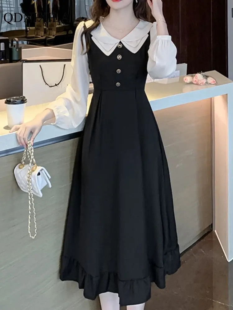 Women's Summer 2023 Dress Preppy Style Korean Long Dresses New Sweet Fashion Elegant Temperament Patchwork Vintage Black Dress
Women's Summer 2023 Dress Preppy Style Korean Long Dresses New Sweet Fashion Elegant Temperament Patchwork Vintage Black Dress