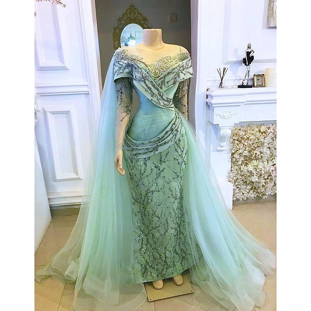 Elegant Mint Green Lace Appliquéd Wedding Dress Sequin Tulle Crew Neck Long Sleeve Prom Dress With Train Party Dress Vestido De
Elegant Mint Green Lace Appliquéd Wedding Dress Sequin Tulle Crew Neck Long Sleeve Prom Dress With Train Party Dress Vestido De