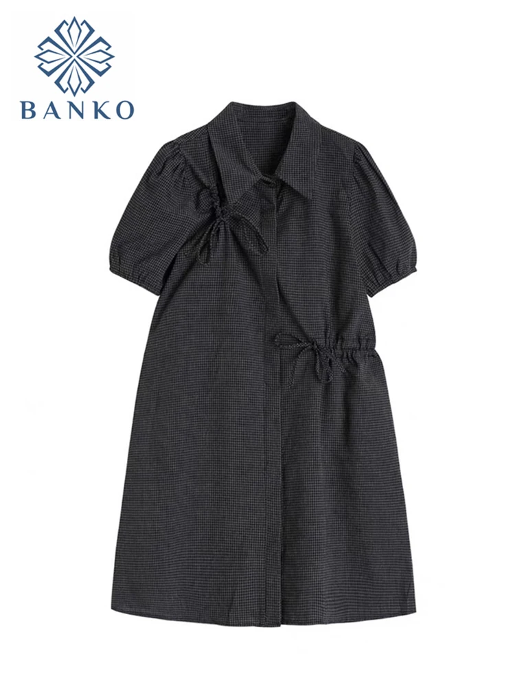 Fashion Shirts Dress Woman Summer Lattice Puff Sleeve Folds Lace Up A-line Dresses Korean Preppy Style Sweet Polo Clothes Mujer
Fashion Shirts Dress Woman Summer Lattice Puff Sleeve Folds Lace Up A-line Dresses Korean Preppy Style Sweet Polo Clothes Mujer