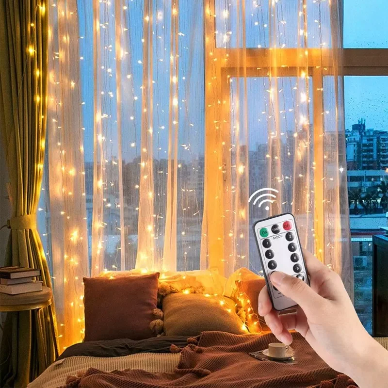 LED Curtain Garland on the Window USB Fairy String Lights Curtain Lamp Party Holiday Decoration For Home Bedroom Window 
LED Curtain Garland on the Window USB Fairy String Lights Curtain Lamp Party Holiday Decoration For Home Bedroom Window