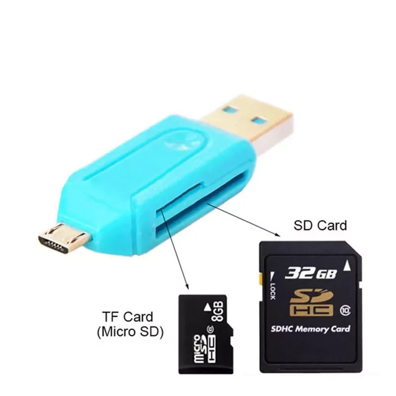 

Новый OTG кардридер 2 в 1 с Micro USB и USB высокоскоростной USB2.0 Универсальный OTG TF/SD для Android компьютерные удлинители