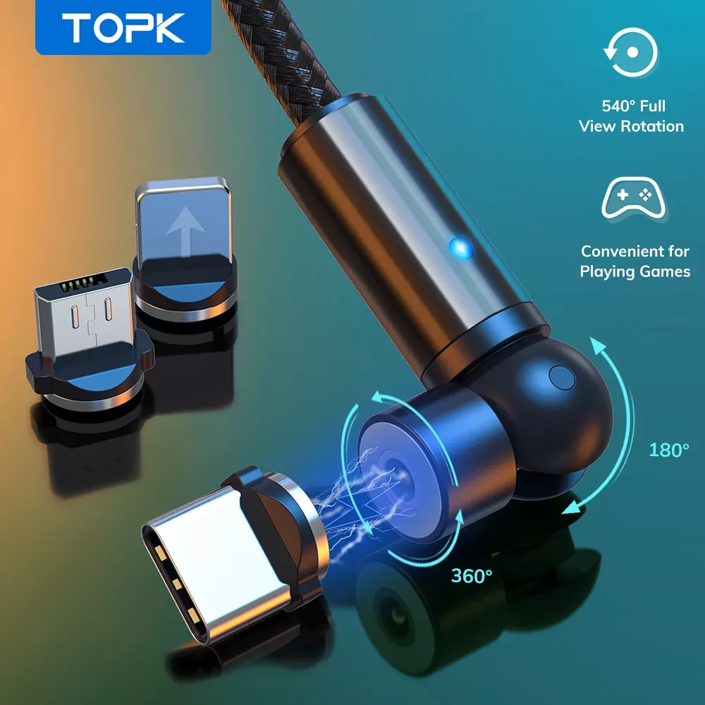 TOPK AM68 540 Rotate Magnetic Cable Micro USB Type C Cable Magnetic Charging Charger Cable For iPhone 11 Pro XS Samsung Xiaomi
TOPK AM68 540 Rotate Magnetic Cable Micro USB Type C Cable Magnetic Charging Charger Cable For iPhone 11 Pro XS Samsung Xiaomi