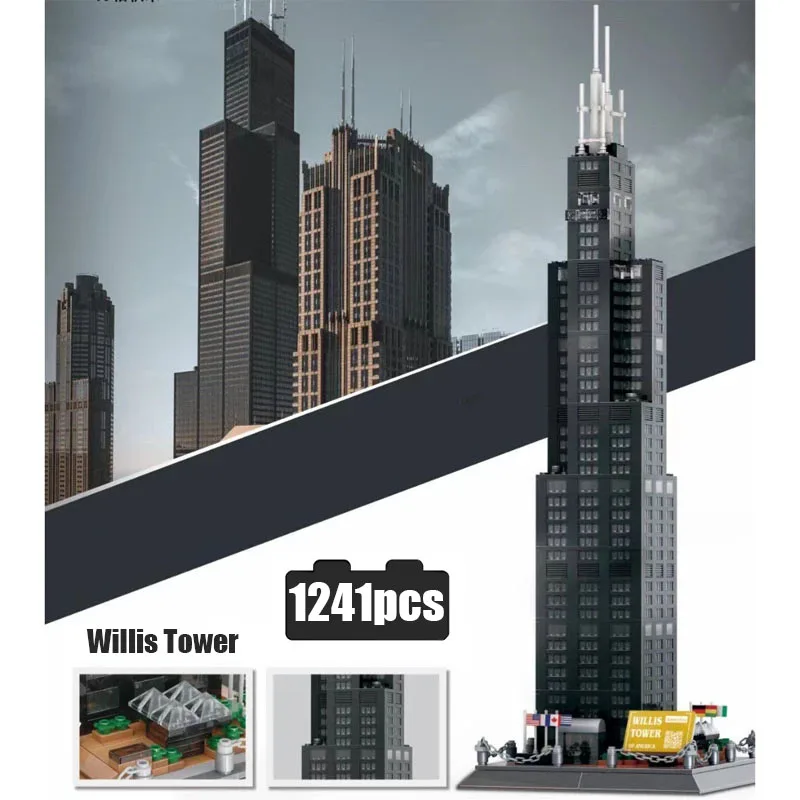 1241pcs City Street view Famous Architecture Willis Tower Chicago Building Blocks bricks Construction toys For children Gift
1241pcs City Street view Famous Architecture Willis Tower Chicago Building Blocks bricks Construction toys For children Gift
