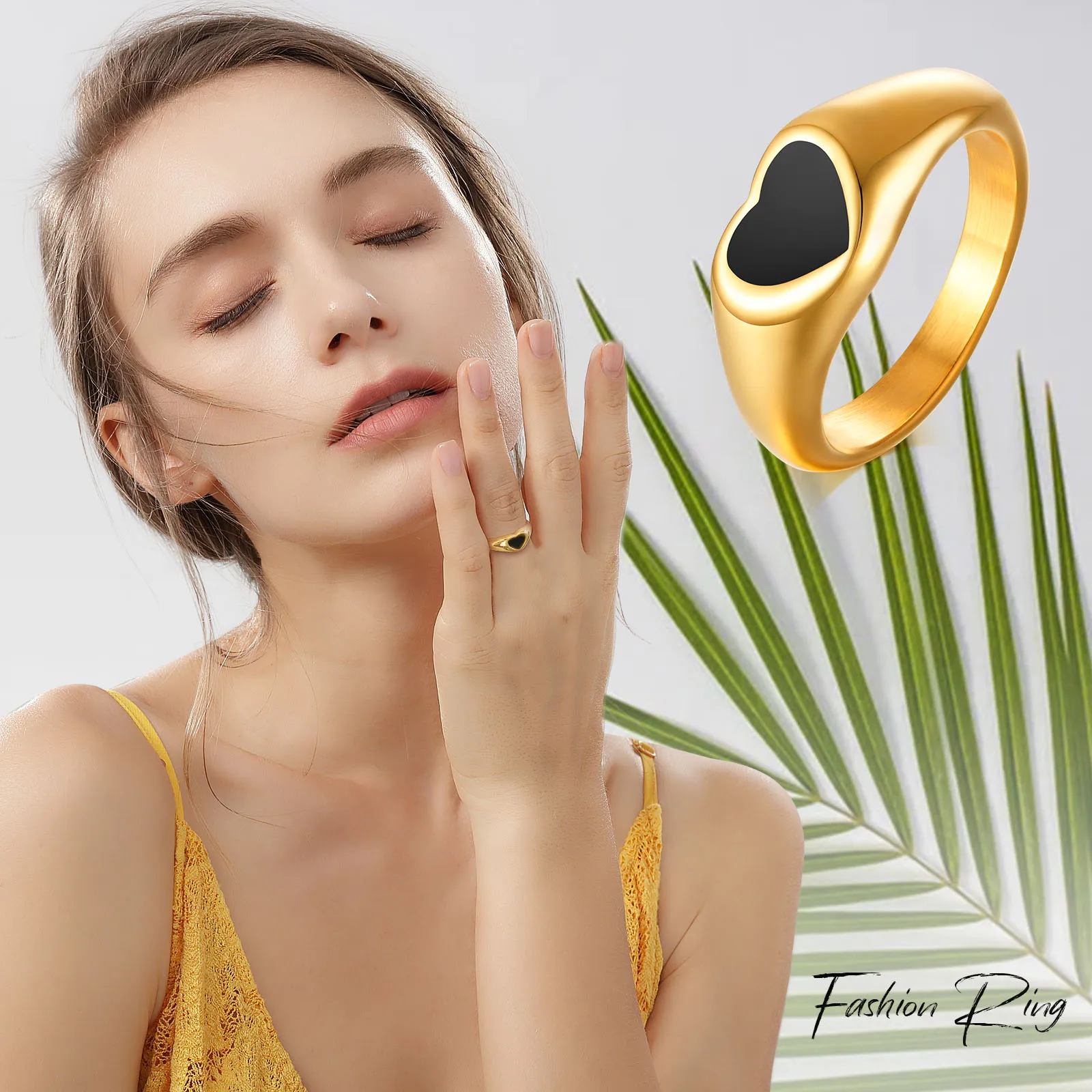 Heart Enamel Ring Stainless Steel Gold Color Stamp Finger Ring Signet Pinky Jewelry
Heart Enamel Ring Stainless Steel Gold Color Stamp Finger Ring Signet Pinky Jewelry