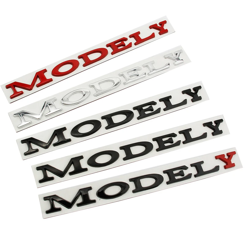 

Car 3D Metal Letters Sticker For Tesla Model Y Modely 2021 Back Trunk English alphabet Replace Sticker Badge Emblem Accessories
