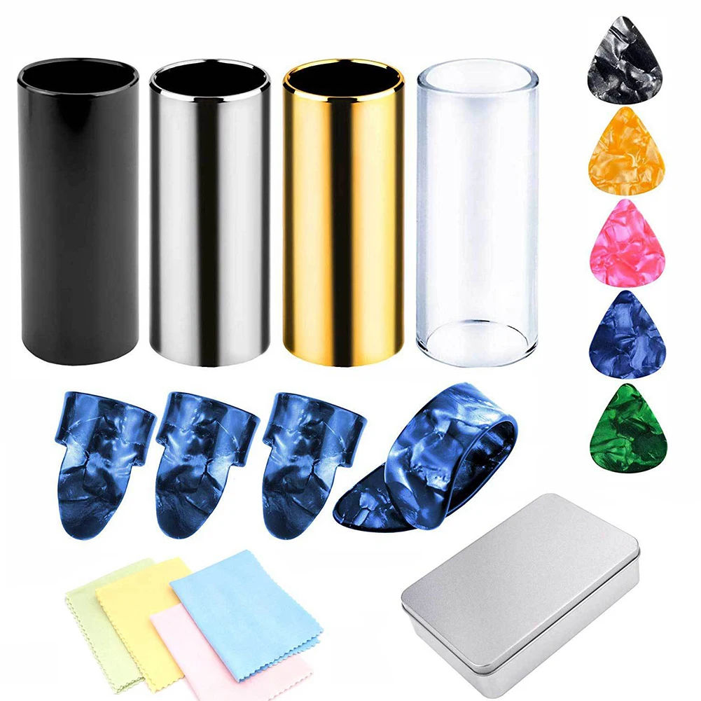 18Pcs Guitar Slide Set Thumb Plectrum Finger Picks Cleaning Cloth With Metal Storage Box For Guitar Bass Banjo Ukulele Accessory
18Pcs Guitar Slide Set Thumb Plectrum Finger Picks Cleaning Cloth With Metal Storage Box For Guitar Bass Banjo Ukulele Accessory