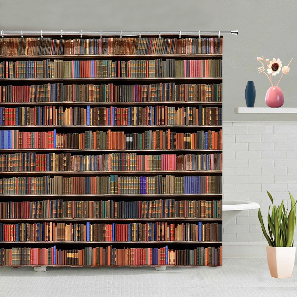 Vintage Old Bookshelf Shower Curtains Retro Library Book Bath Curtain Set Modern Polyester Fabric Chic Bathroom Decor With Hooks
Vintage Old Bookshelf Shower Curtains Retro Library Book Bath Curtain Set Modern Polyester Fabric Chic Bathroom Decor With Hooks