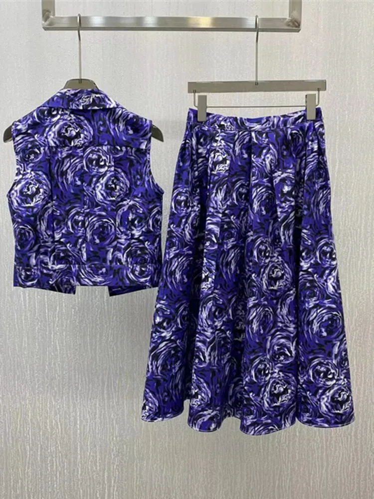 Women Fashion Two Pieces Sets Rose Print Purple Single Breast Short Shirt and Mid Calf Skirts Elegant Summer Clothes
Women Fashion Two Pieces Sets Rose Print Purple Single Breast Short Shirt and Mid Calf Skirts Elegant Summer Clothes