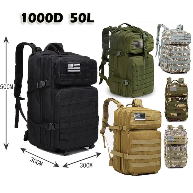 50L Tactical Backpack Men Army Military Tactical Large Backpack 3P EDC Molle Rucksack Outdoor Sports Hunting Hiking Camping Bag
50L Tactical Backpack Men Army Military Tactical Large Backpack 3P EDC Molle Rucksack Outdoor Sports Hunting Hiking Camping Bag