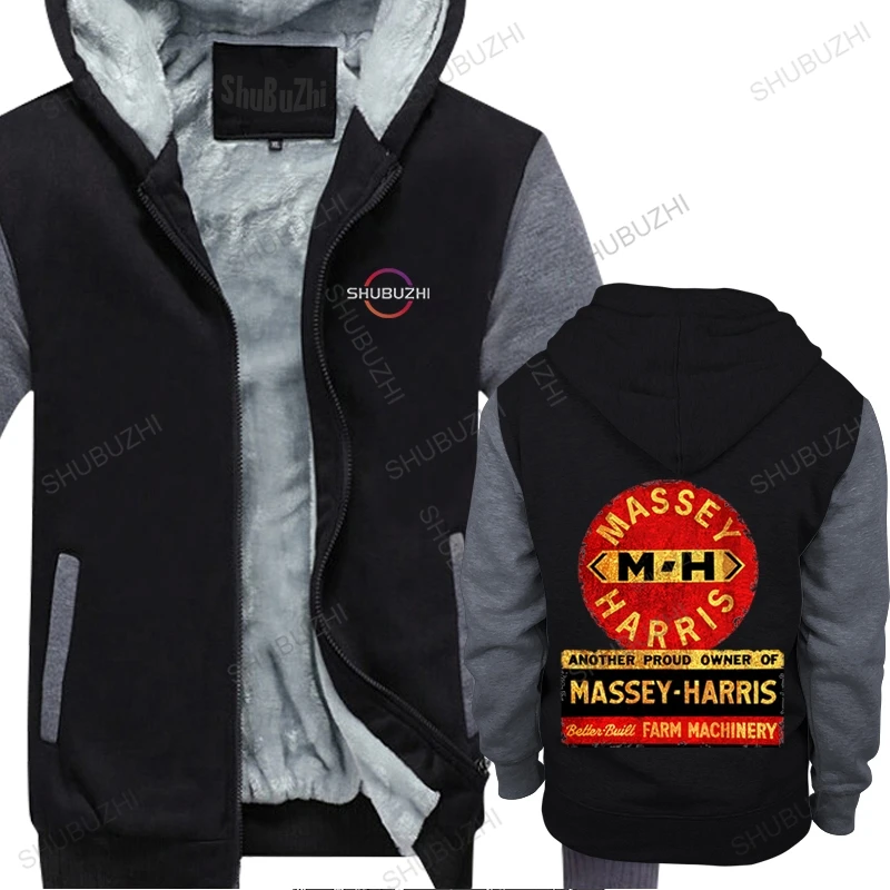 

men warm black zipper hoody winter sweatshirt Massey Harris Tractors and Farm machinery USA unisex pullover male fleece hoodies