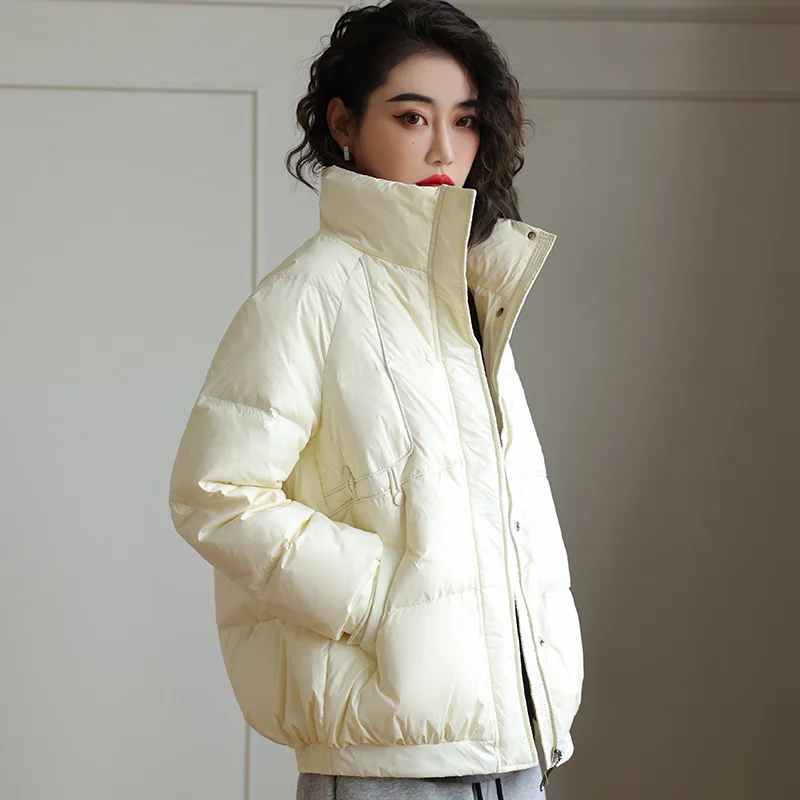 Women 2022 Winter Fashion White Duck Down Jackets Female Thicken Warm Slim Outerwear Ladies Solid Stand Collar Coats E372
Women 2022 Winter Fashion White Duck Down Jackets Female Thicken Warm Slim Outerwear Ladies Solid Stand Collar Coats E372