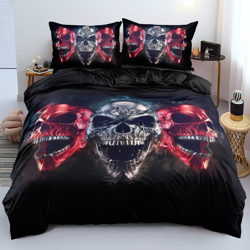 Horror Skeleton Duvet Cover Set Red Skull Bedding Sets Black Quilt Shell Bed Linen 220x240cm Bedclothes Pillowcases Twin Queen
Horror Skeleton Duvet Cover Set Red Skull Bedding Sets Black Quilt Shell Bed Linen 220x240cm Bedclothes Pillowcases Twin Queen