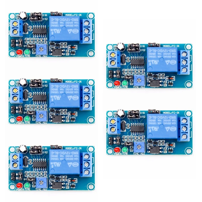 Модуль переключателя включения/выключения с таймером, 5x12 В постоянного тока
Модуль переключателя включения/выключения с таймером, 5x12 В постоянного тока