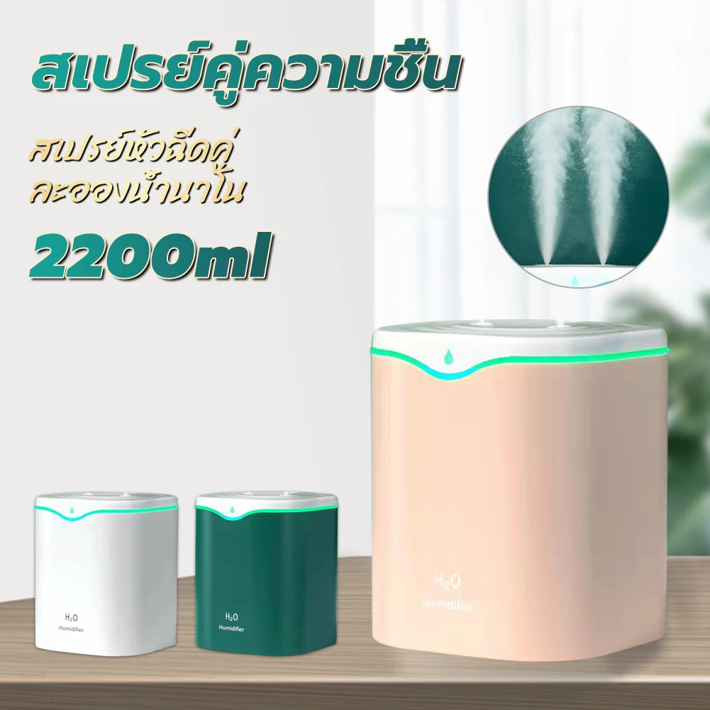 2200ML Mini Air Humidifier Double Nozzle Oil Aroma Diffuser Large Capacity Air Atomization Mist Maker With LED Light For Home
2200ML Mini Air Humidifier Double Nozzle Oil Aroma Diffuser Large Capacity Air Atomization Mist Maker With LED Light For Home