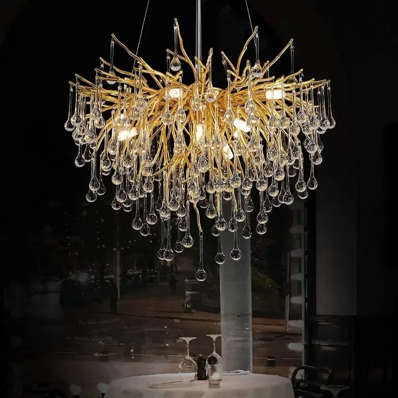 

Led Nordic Luxury Gold Chandeliers Pendant Lamps Fixture LED Lightings Living Room K9 Crystal Decorations for Bedroom Cloth Shop