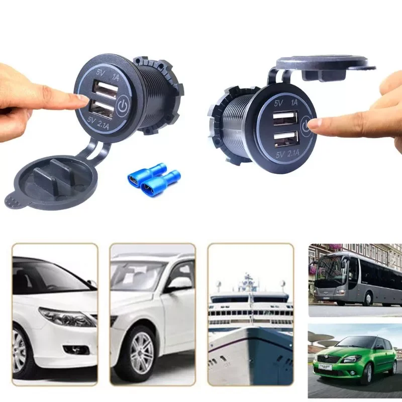 12V 24V Dual USB LED Car Charger With Touch ON OFF Switch Power Cable For Car Boat Marine Truck Motorcycle Camper Vehicles Phone
12V 24V Dual USB LED Car Charger With Touch ON OFF Switch Power Cable For Car Boat Marine Truck Motorcycle Camper Vehicles Phone